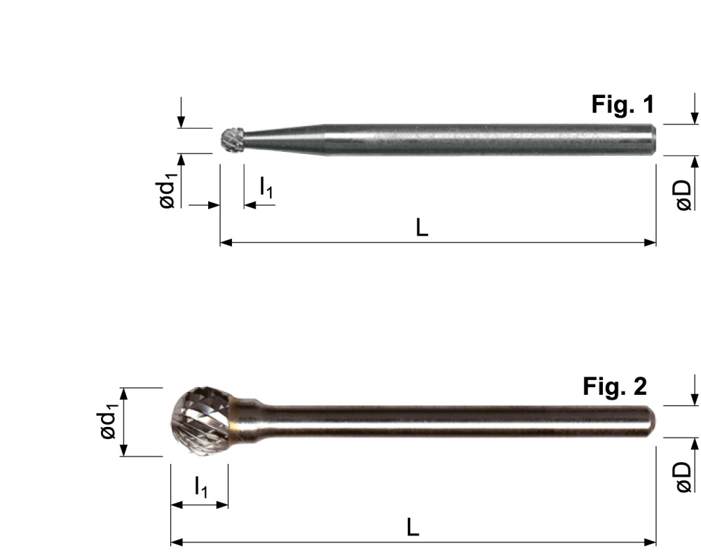 Hartmetall Frässtifte, Ballform
