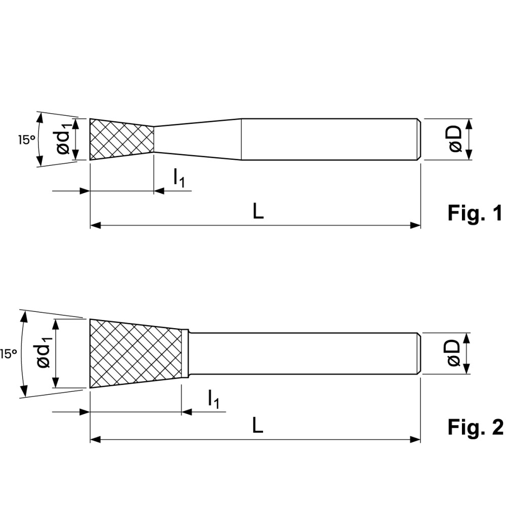 HM Kleinfrässtifte, Trapezförmig, Ohne Kopfverzahnung