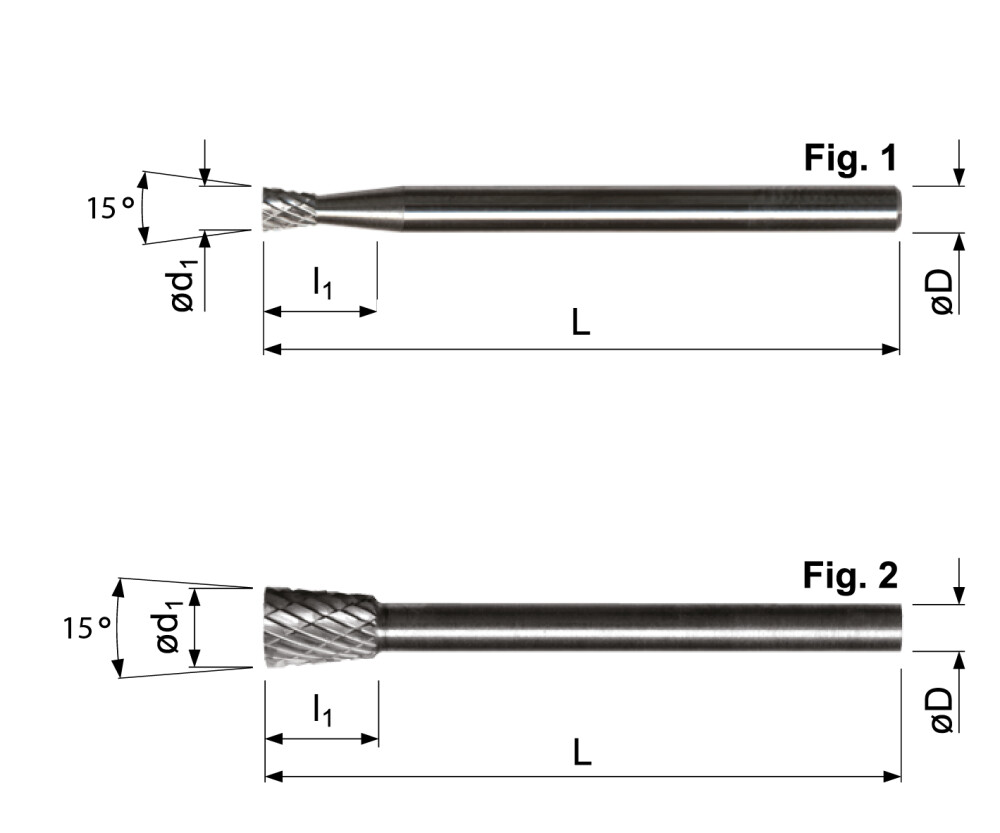 HM Kleinfrässtifte, Trapezförmig, Ohne Kopfverzahnung