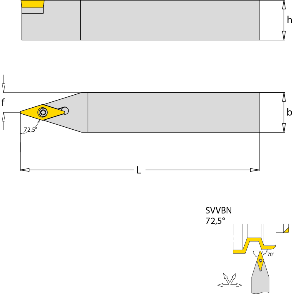 Draaibeitel, neutraal, 72,5°