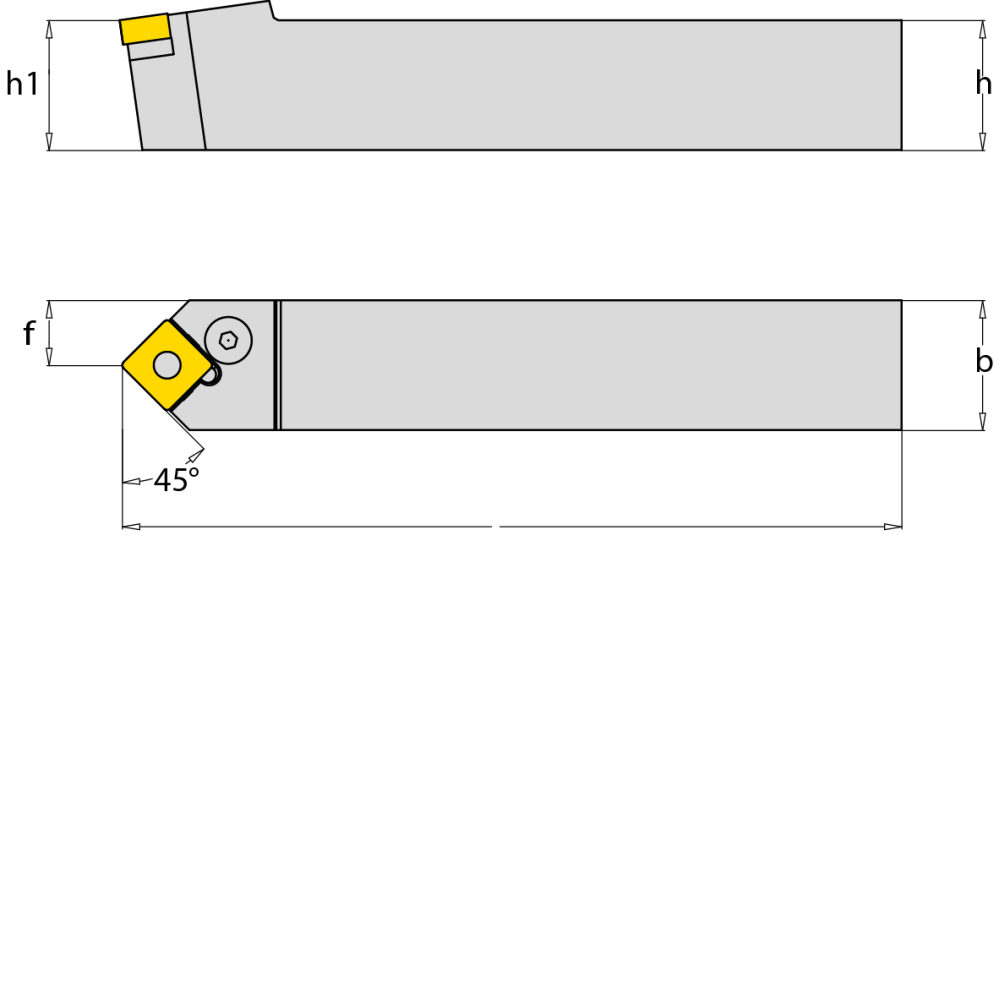 Drehmeissel, neutral, 45°