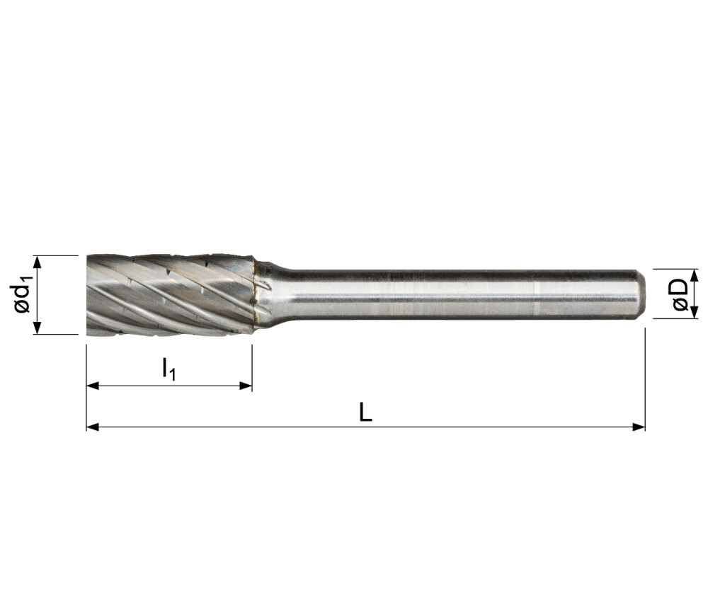 Solid carbide burr, cylinder with end cut